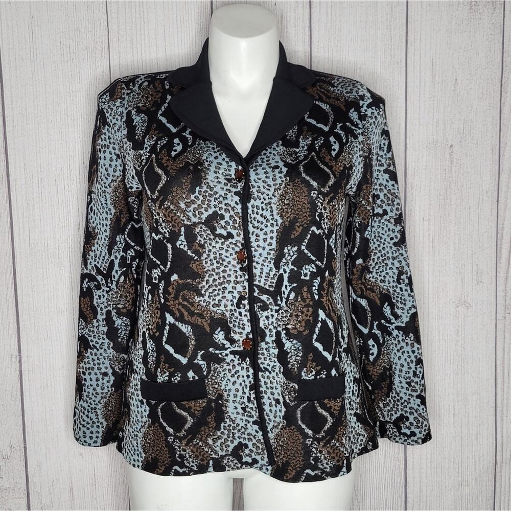 Misook Animal Cheetah Snake Print Sweater/Blazer, size Medium